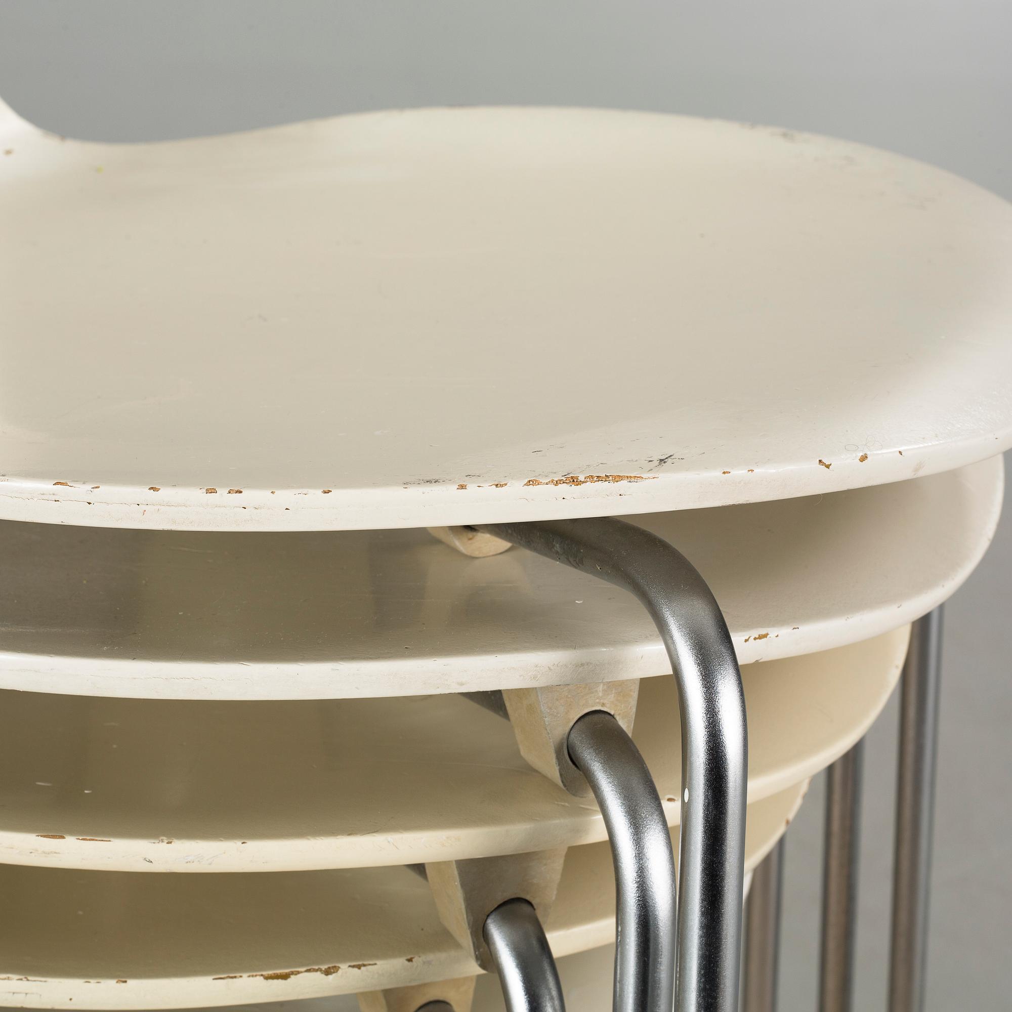 ARNE JACOBSEN, stolar, 6 st, "Myran", Fritz Hansen, 1970.