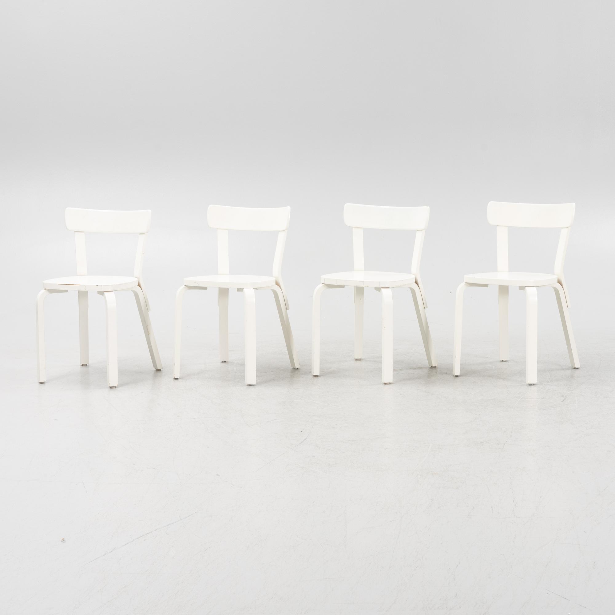 Alvar Aalto, a set of four model 69 chairs for Artek, Finland.