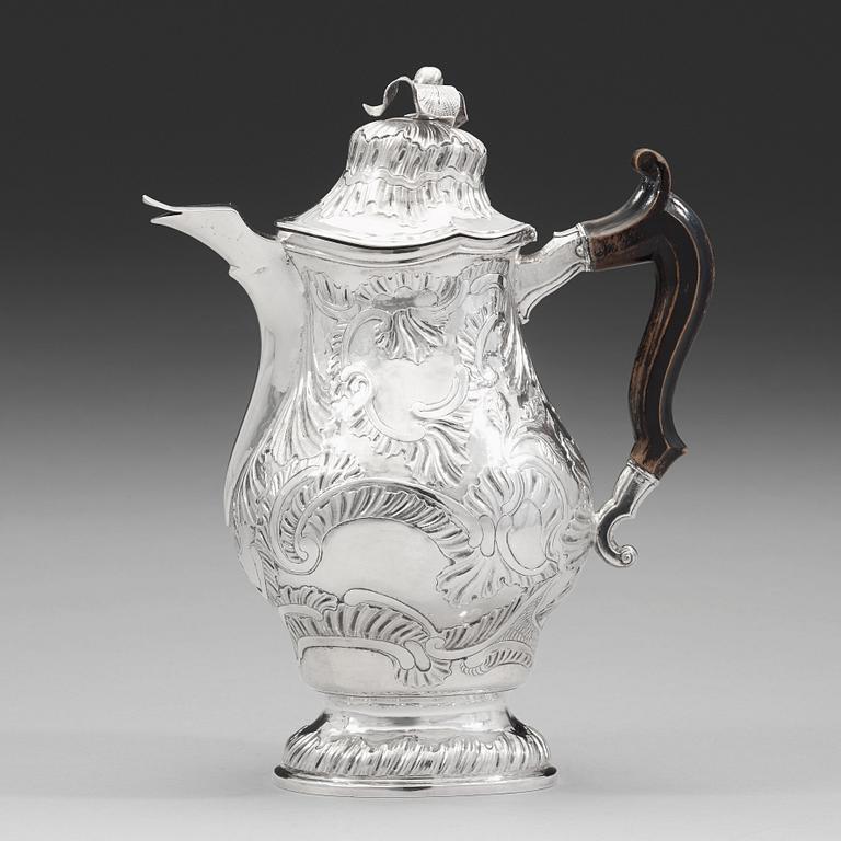 A Swedish 18th century silver coffee-pot, mark of Axel Johan Limnell, Vaxjö 1764.