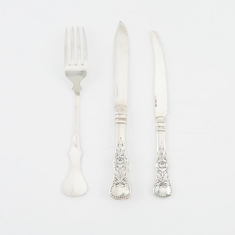 A Norwegian silver part cutlery, including mark of Magnus Aase, Bergen (22 pieces).