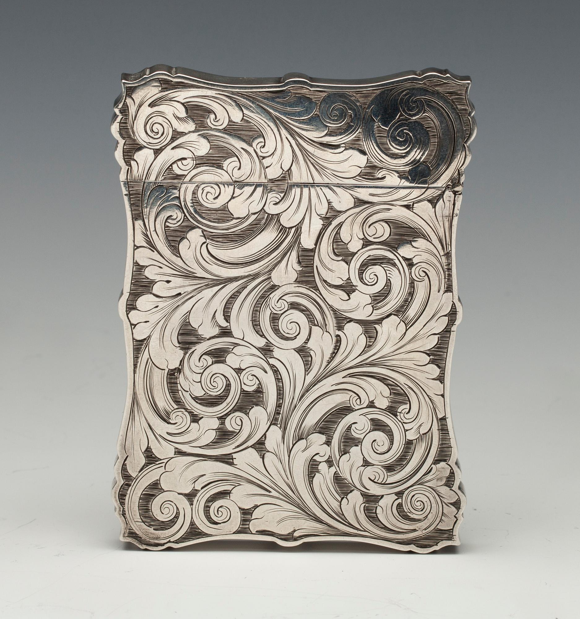 VISITKORTSETUI, sterling silver, Birmingham 1843. Vikt 85 g.