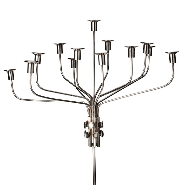 Tapio Wirkkala, a sterling silver thirteen candles candelabrum "TW412", Hopeakeskus OY, Finland 1972.