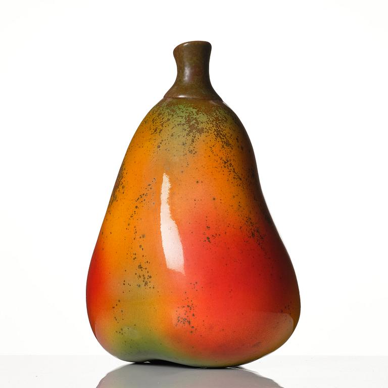 Hans Hedberg, a faience sculpture of a pear, Biot, France 1980s..