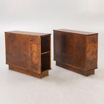 A pair of 1930s birch bookshelves.