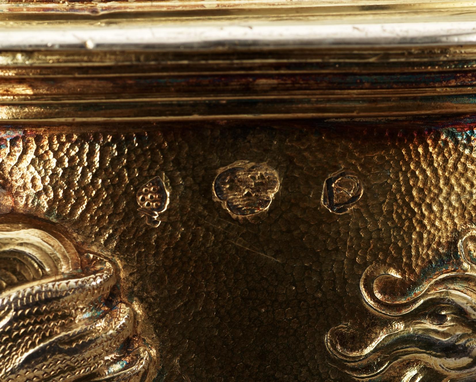 An important German 17th century parcel-gilt tankard, makers mark of Abraham Drentwett I, Augsburg 1645-1650.