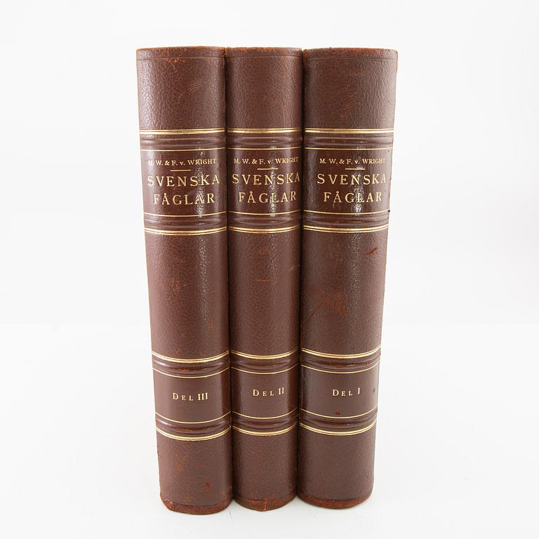 Bröderna von Wright, bokverk, 3 band, "Svenska fåglar", A. Börtzells tryckeri AB, Stockholm, 1924-1929.