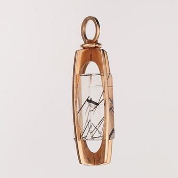 HÄNGE, 14K guld, turmalinkvarts, Elis Kauppi Kupittaan Kulta. Vikt tot. 8,2 g.