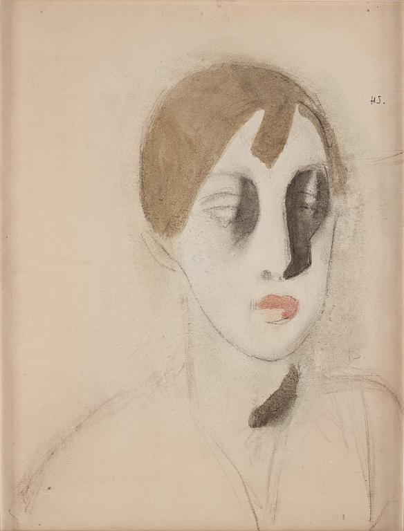 Helene Schjerfbeck, "Kvinna med blekröd mun" (Woman with pale red mouth).