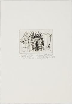 ETCHINGS, 6 pieces, one of wich Hans Wigert.