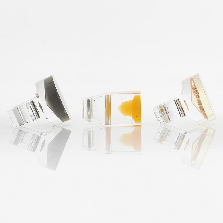 Siv Lagerström, three rings acrylic plastic, 1970s.