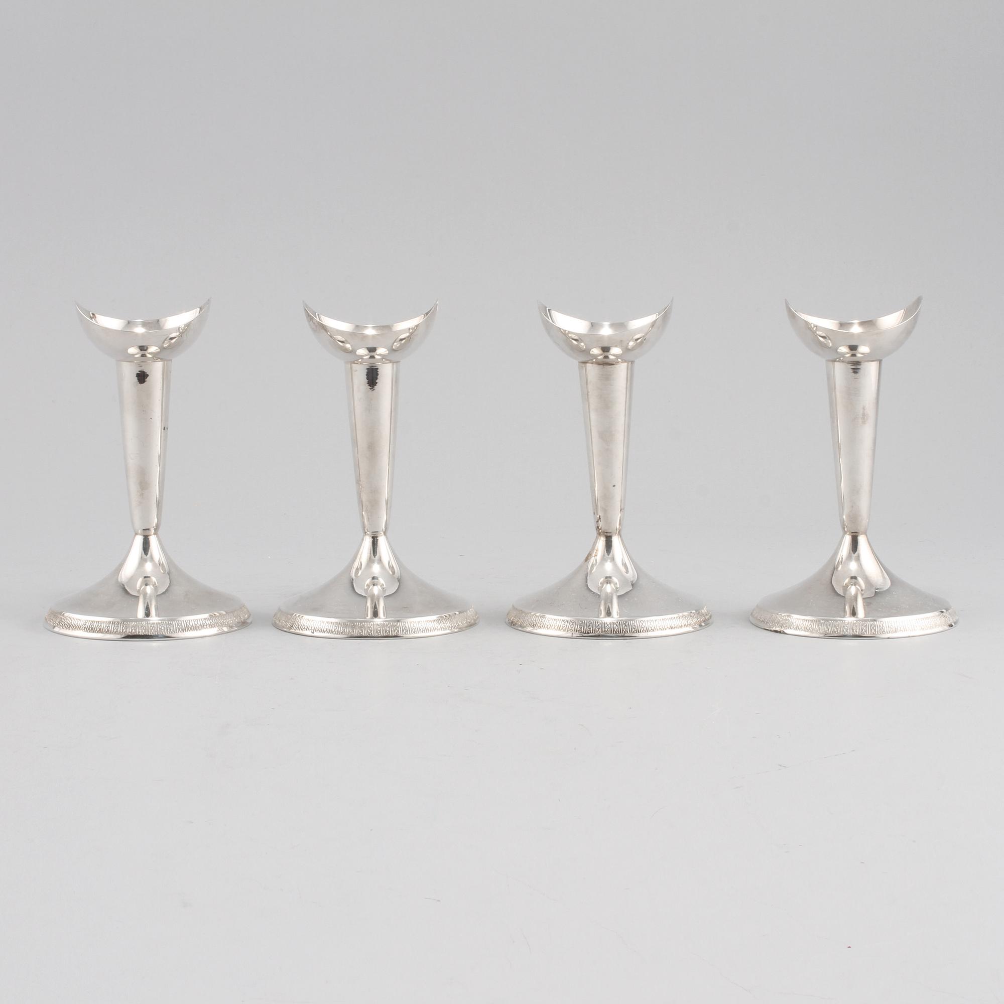 LJUSSTAKAR, 4 st, silver, GAB, 1962-1964, vikt ca 300 gram.