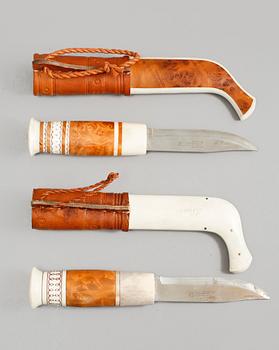 SAMEKNIVAR, 2 st, Anders Sunna, signerade, 1900-talets andra hälft.