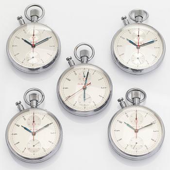 Omega, sekuntikelloja, 5 kpl, Rattrapante, kronografi, 65 mm.