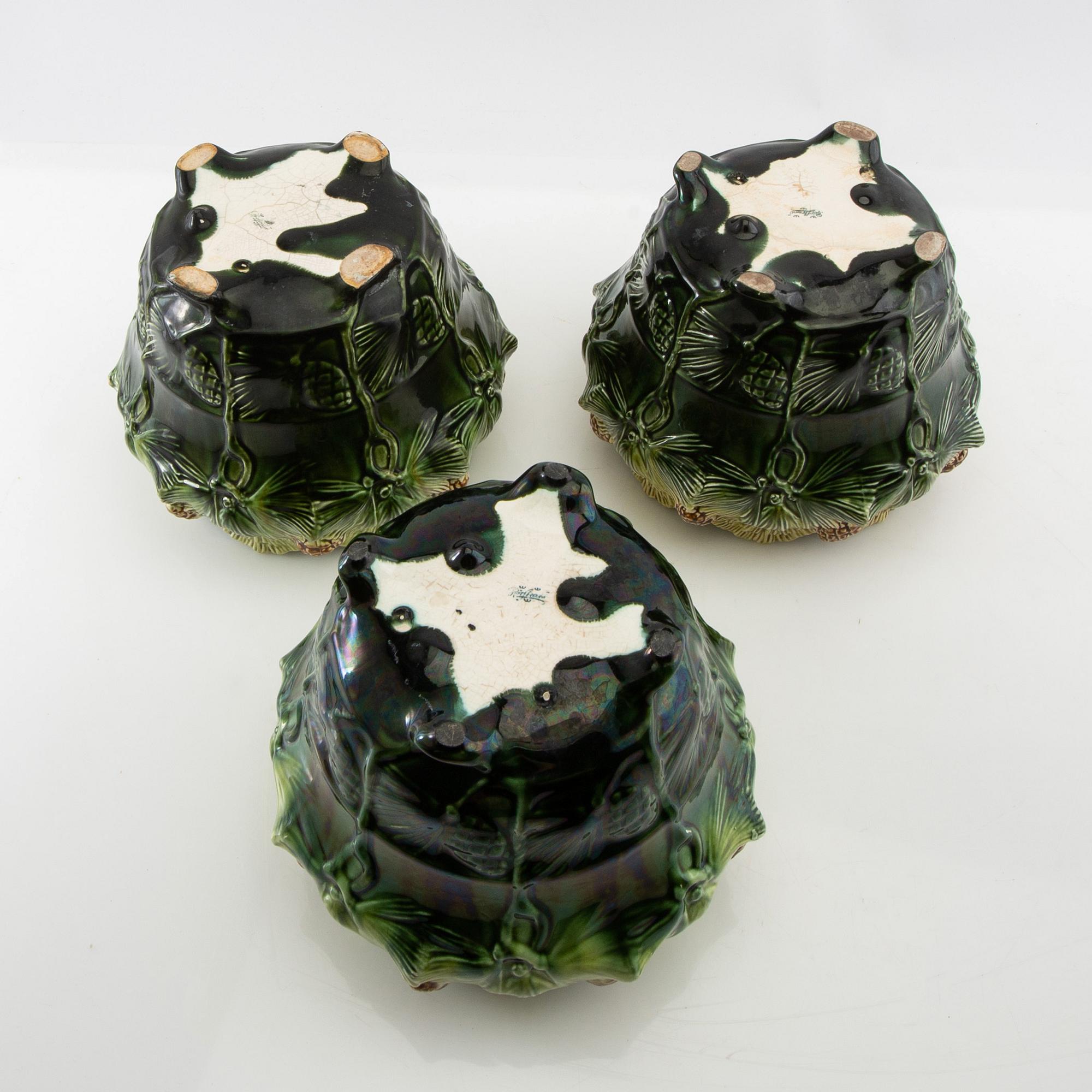 Outer covers 3 pcs Jugend, Rörstrand early 20th century stoneware.