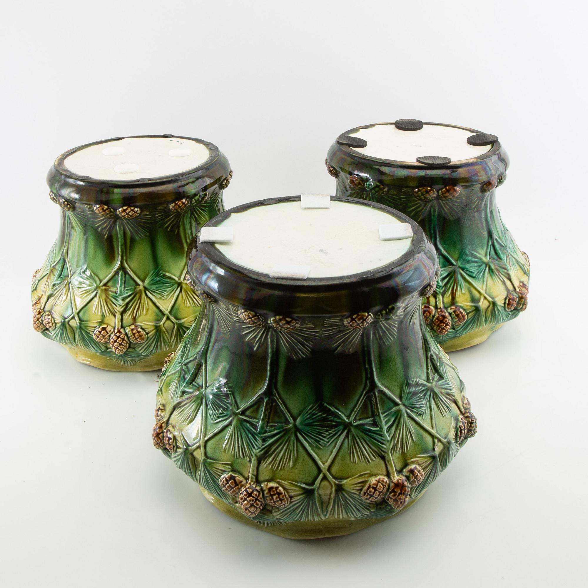 Outer covers 3 pcs Jugend, Rörstrand early 20th century stoneware.