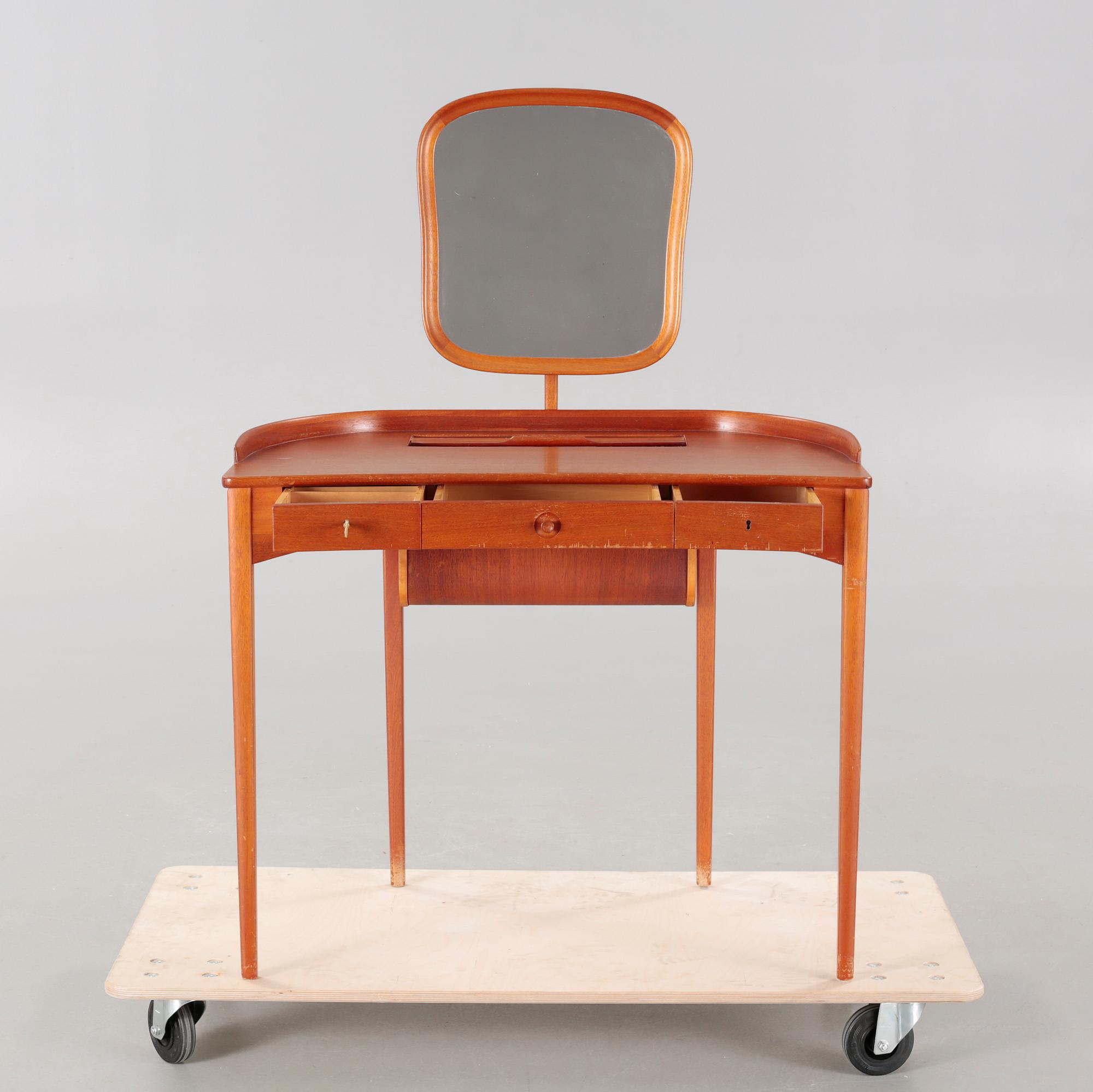 a table with mirror "Birgitta" veneered with teak designed by Carl Malmsten for Bodafors Möbelfabrik,