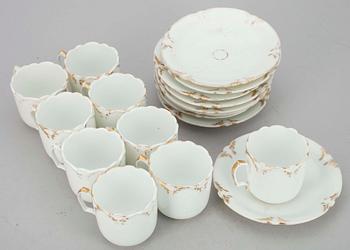 KAFFEKOPPAR, 9 st, porslin, ej stämlade, 1800-tal.