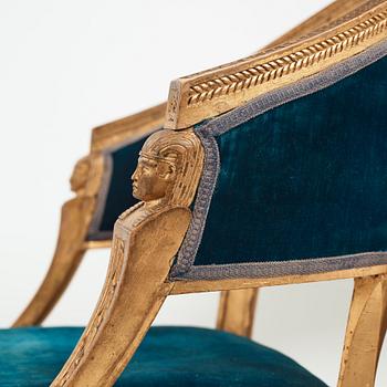 A pair of late Gustavian armchairs by Ephraim Ståhl (master in Stockholm 1794-1820).