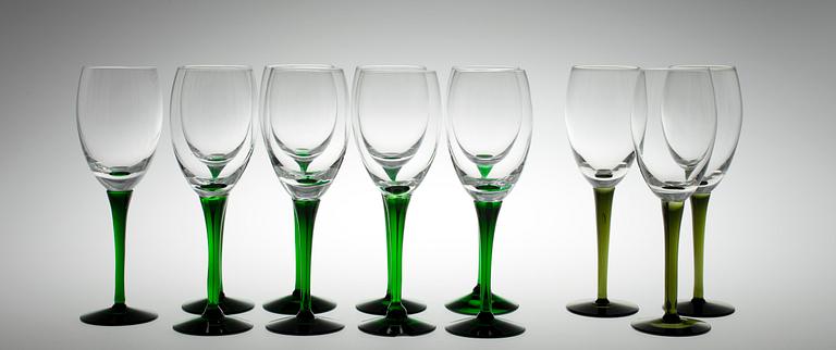 VINGLAS, 9+3 st, Iittala, 1900-tal.