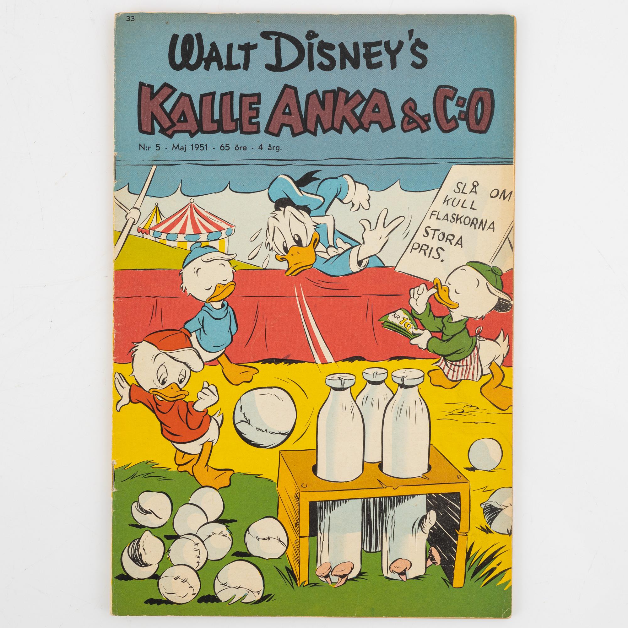 Serietidningar, "Kalle Anka & Co", 12 st, komplett årgång 1951.