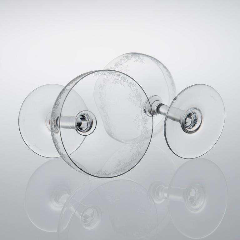 CHAMPAGNEGLAS, 10 st, Baccarat, 1900-talets slut.