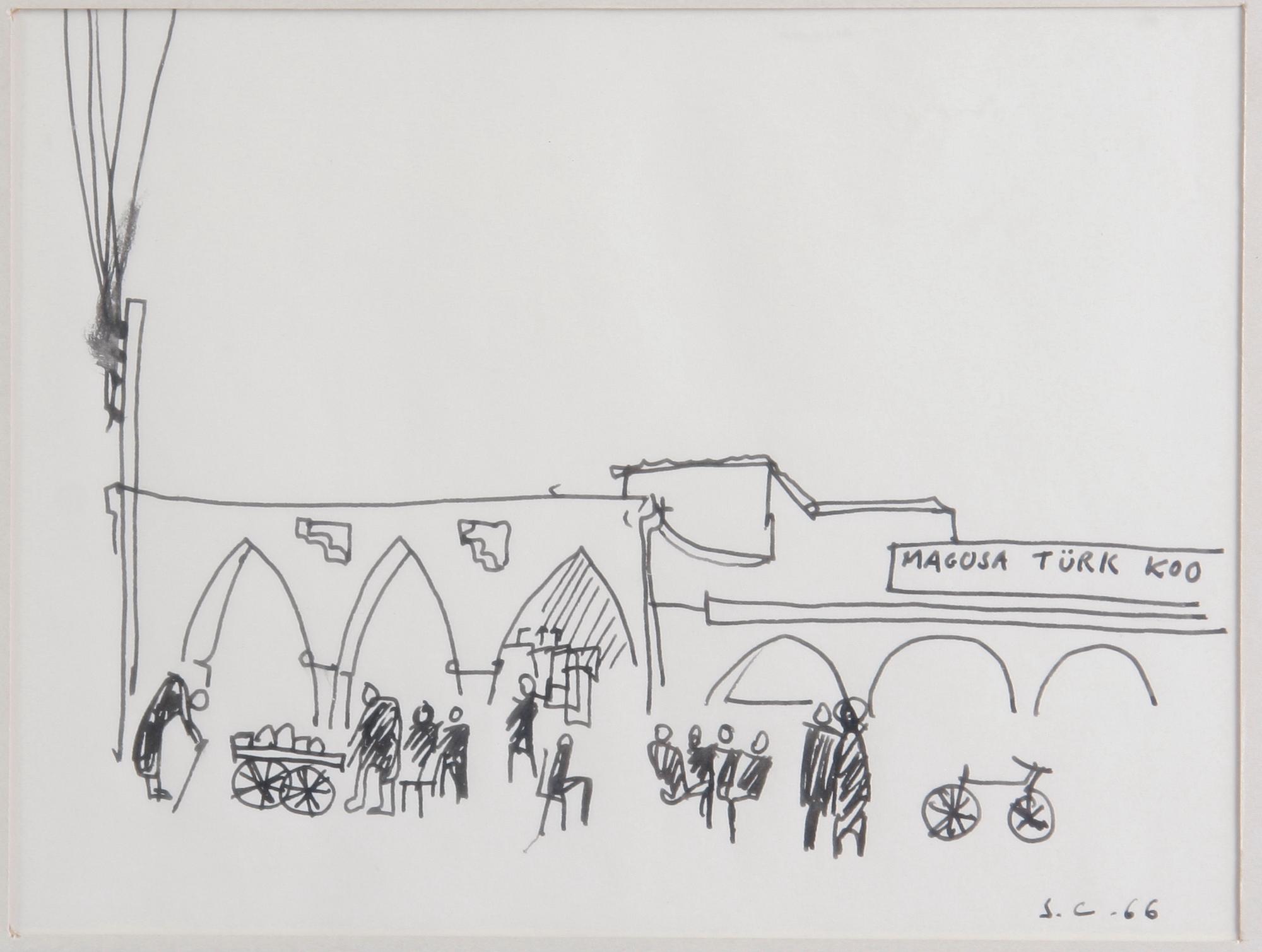 CLAESSON, (SLAS) STIG, 4 st, tuschteckningar. Sign.