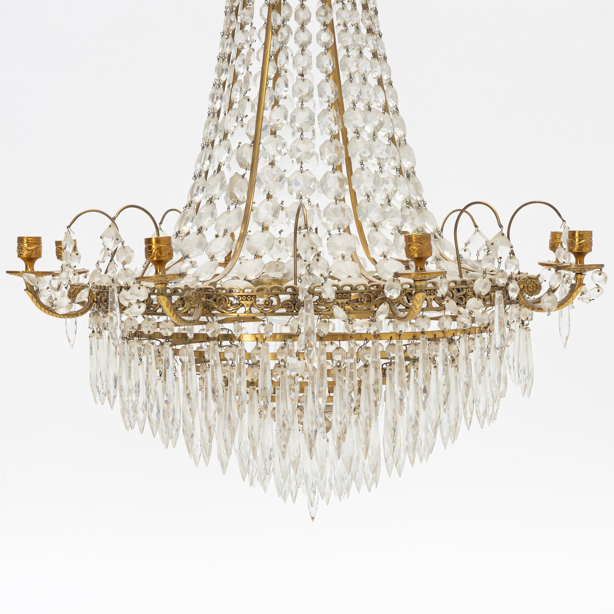 Ljuskrona, empirestil, 1900-talets mitt.