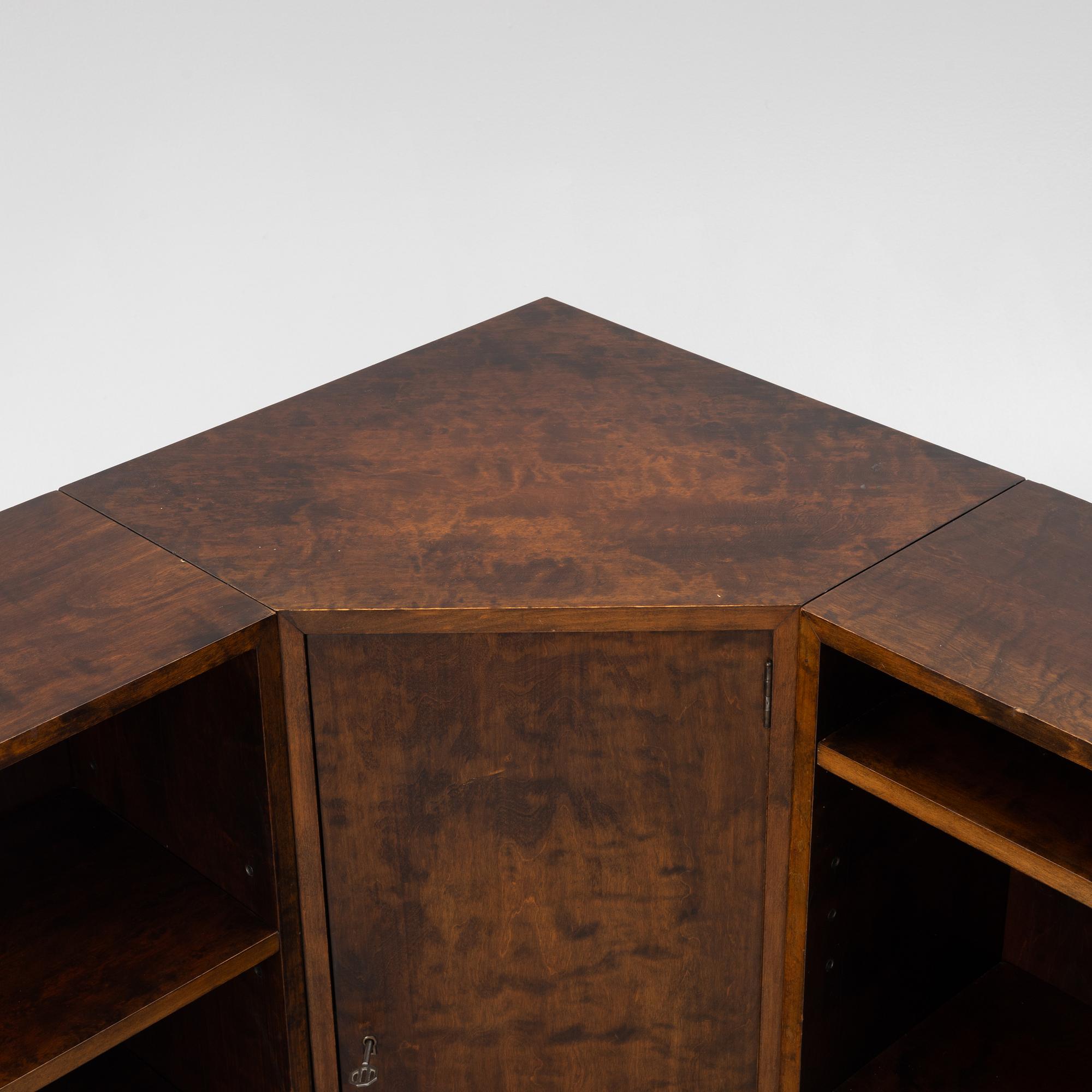 A Three part bookcase with cabinet, functionalism, 1930s.