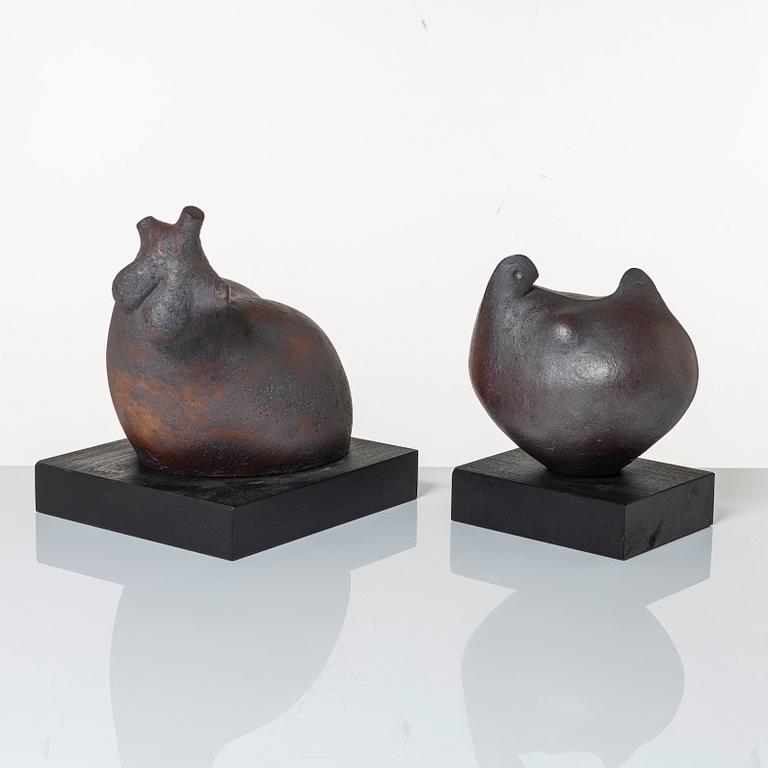 Claes Thell, skulpturer, 2 st, signerade.