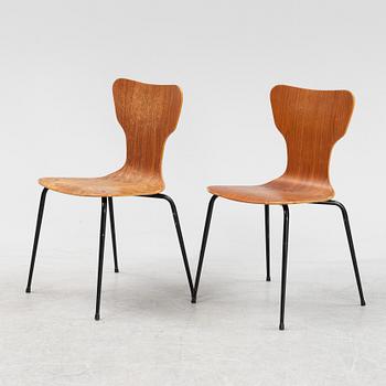 A set of five teak chairs, mid 20th Century.