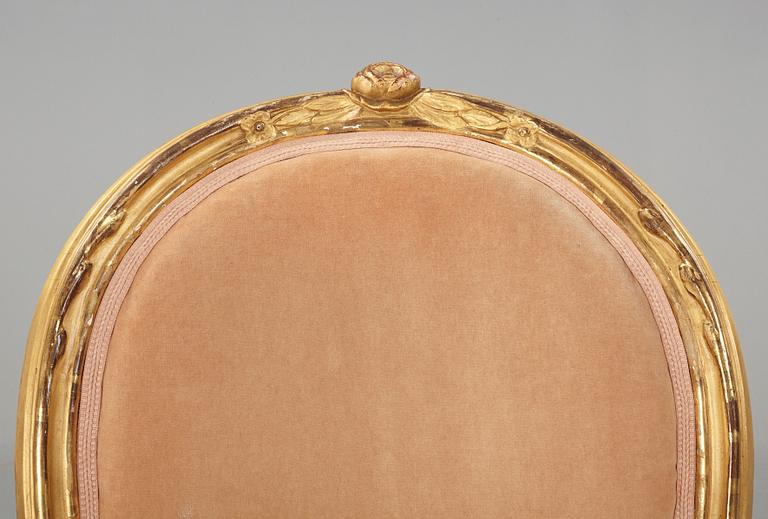 A pair of Gustavian armchairs by Johan Öhrmark (master in Stockholm 1761-1780's).