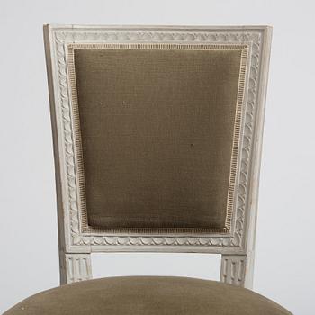 Stolar 12 stycken, av bl,a J Ruste, E Ståhl, J Lindgren, Stockholmsarbeten 1700-talets senare del, Sengustavianska.