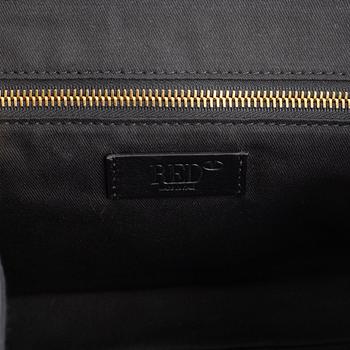 Valentino Red, A black leather snake bag.