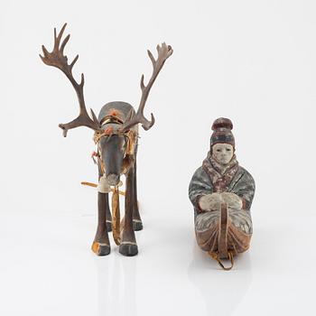 Nils Nilsson Skum, sculpture, painted wood & reindeer horn.