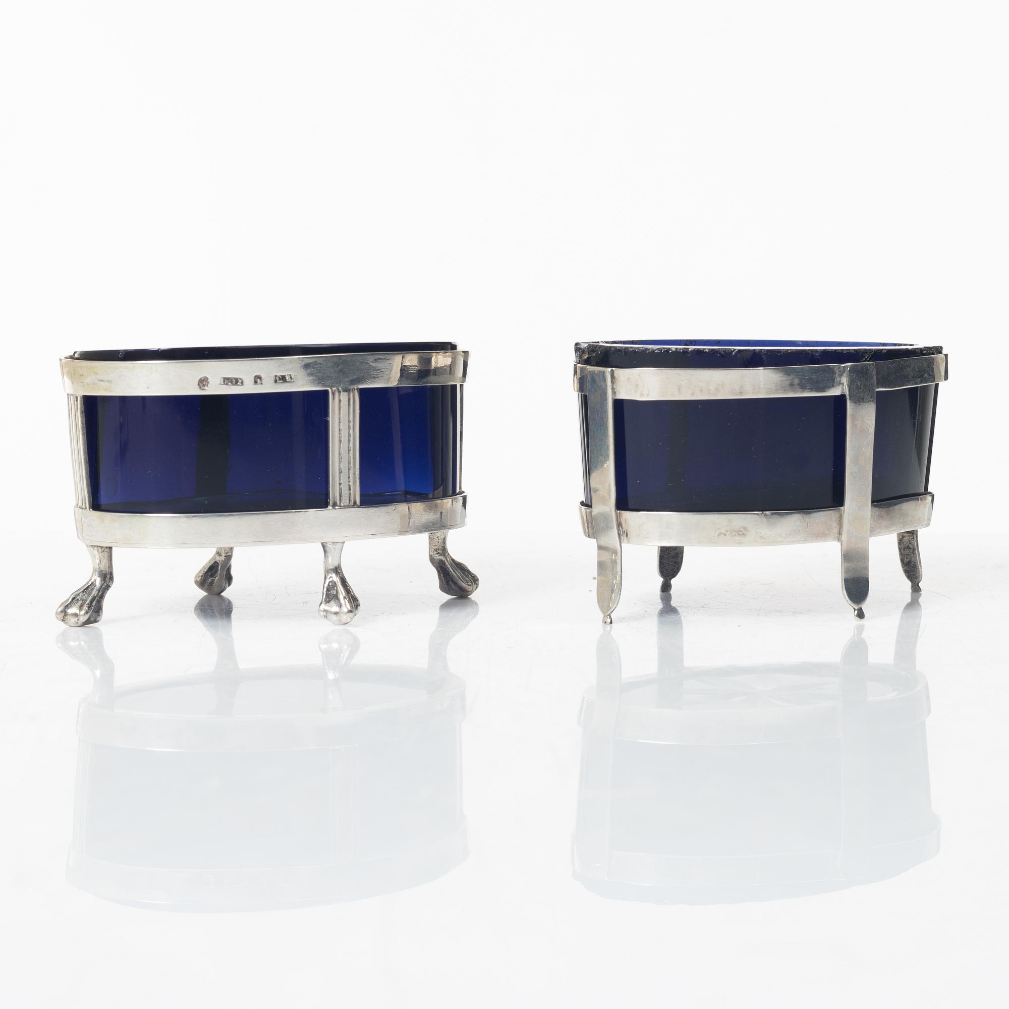 Salt cellars, two pairs of similar, silver, Sweden, around the year 1800/early 19th Century.
