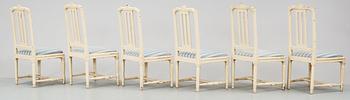 A set of five Gustavian late 18th Century chairs. Comprising one copy.