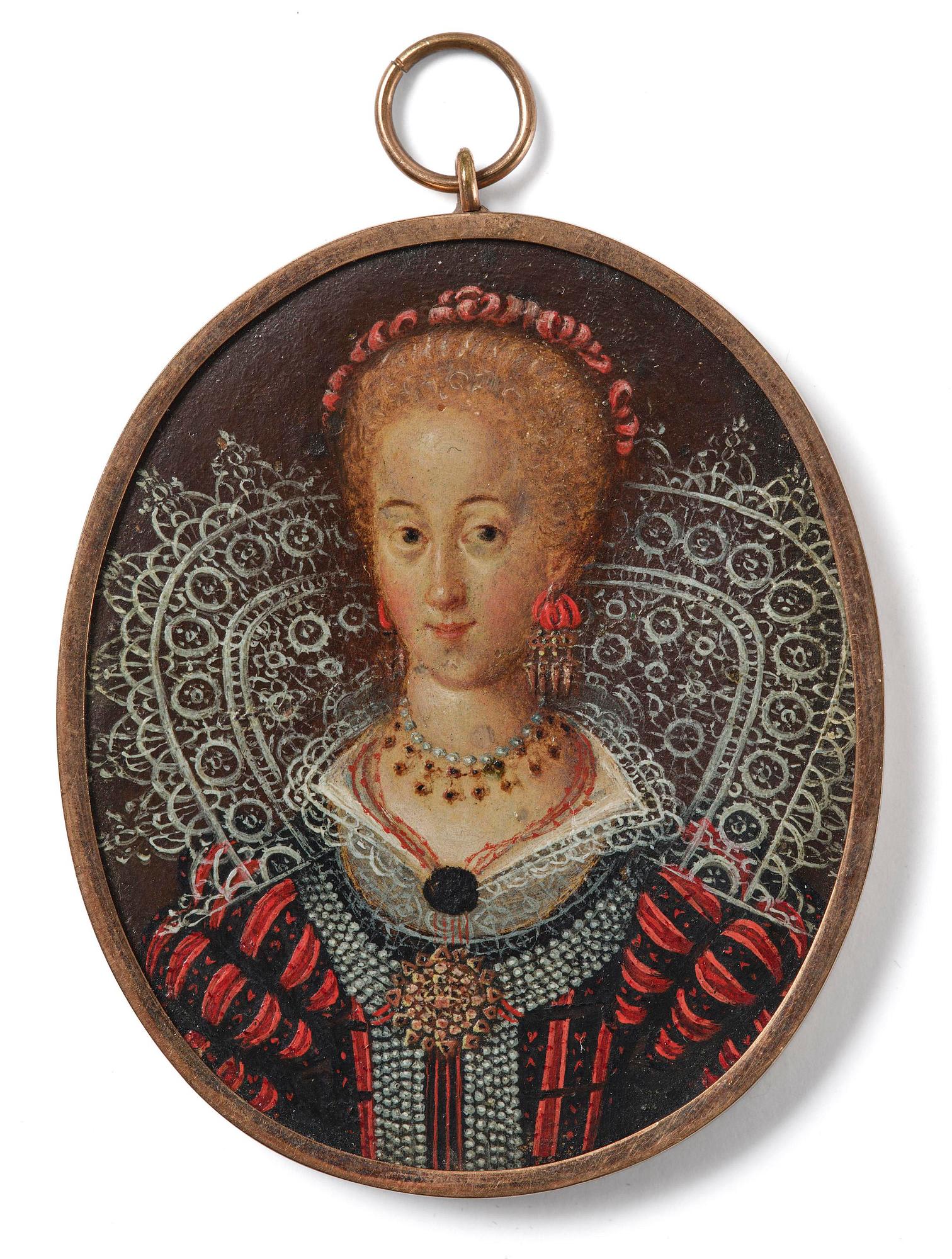 Translation: "Woman with lace collar".