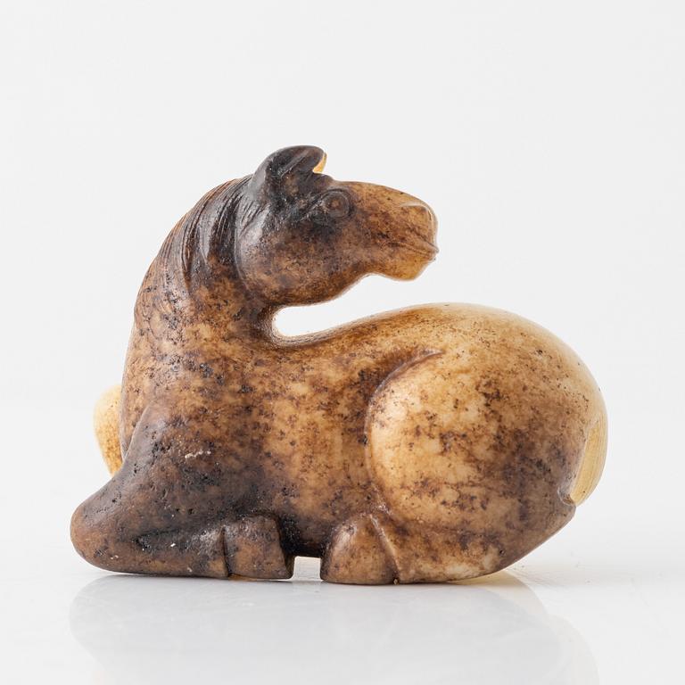 A nephrite sculpture of a horse, China, 20th Century.