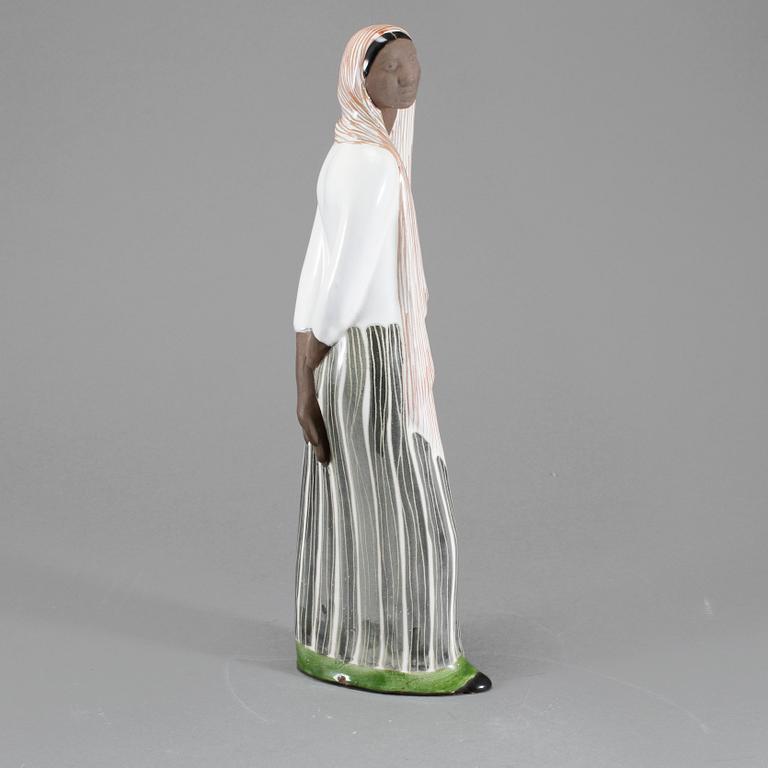 FIGURIN, stengods, Mari Simmulson, Uppsala Ekeby, signerad, 1950-tal.