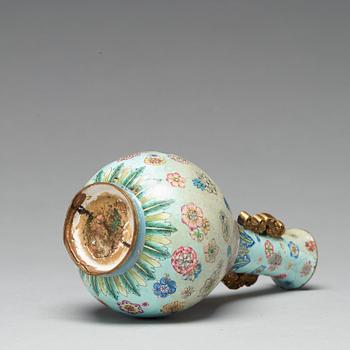 A painted enamel on copper vase, Qing dynasty, 18th Century.