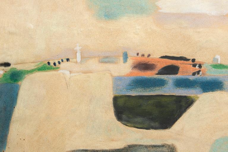 Lage Lindell, Gouache/blandteknik på papper, signerad.