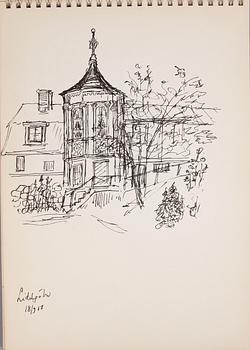 GUSTAF MUNTHE, block med teckningar, 5 st, mest krita och tusch, delvis sign.