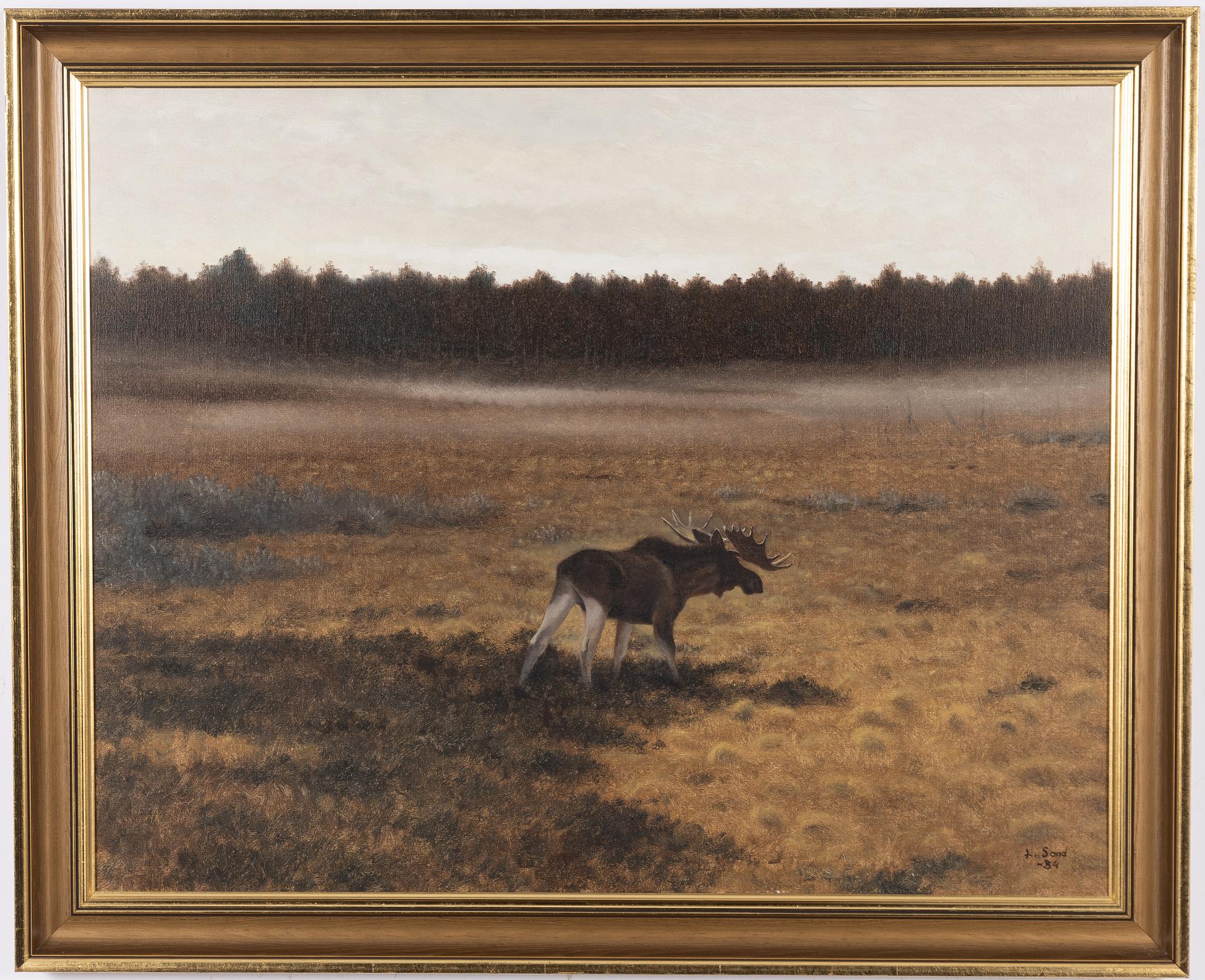 Lennart Sand, Early morning with moose on the bog.