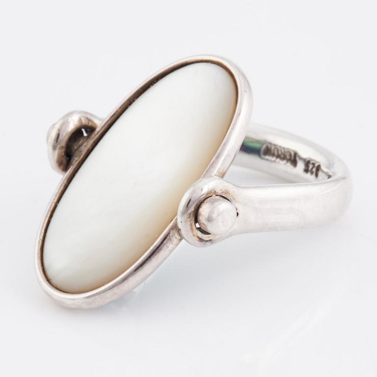 Vivianna Torun Bülow-Hübe, a sterling silver and mother-of-pearl ring, Jakarta, Indonesia.