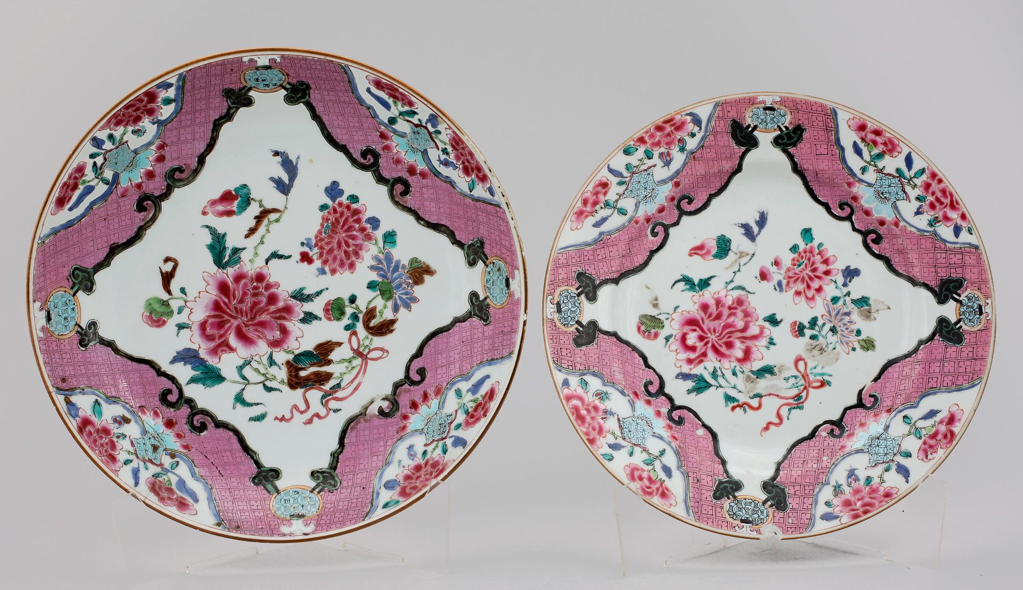 TALLRIKAR samt SKÅLFAT, 5+1, porslin, Qianlong, Kina 1700-tal.