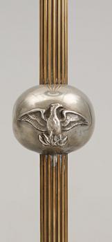 A brass and pewter floor lamp, 1920's-30's.