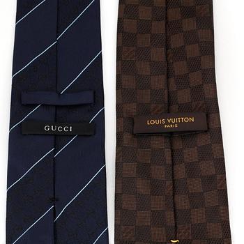 LOUIS VUITTON and GUCCI, two silk ties.
