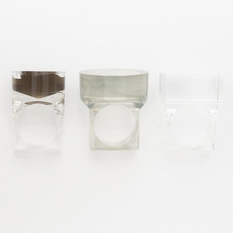 Siv Lagerström, three acrylic rings, 1970s.