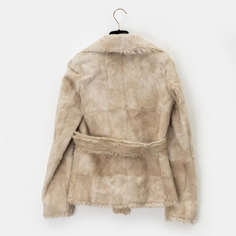 Lanvin, a goat fur jacket with belt, size 34.