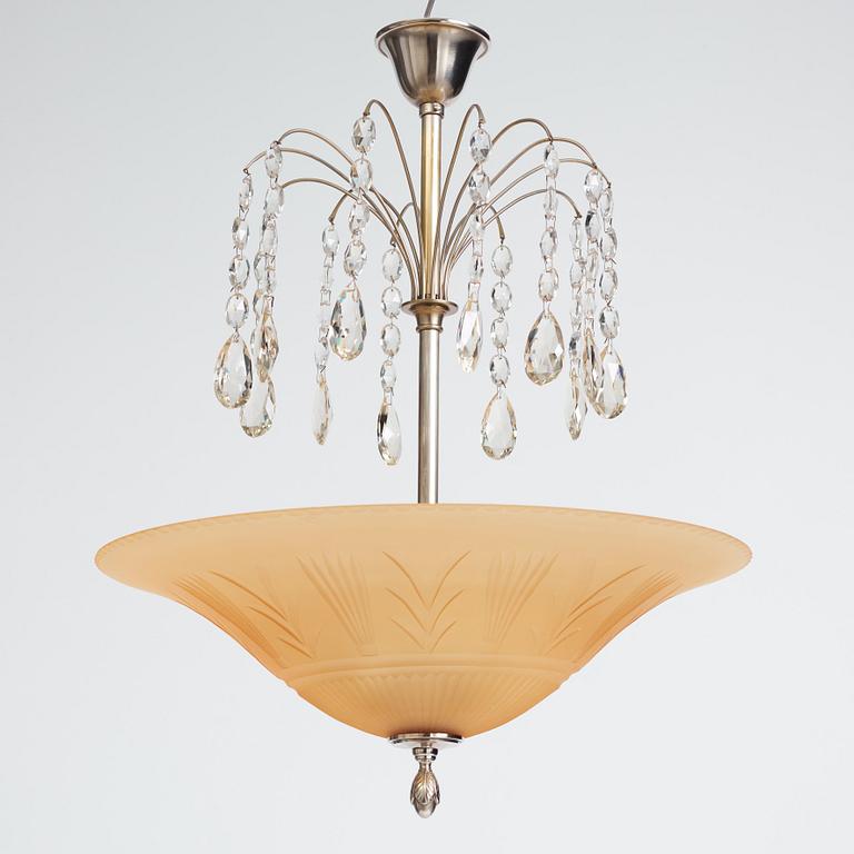 Erik Tidstrand, & Edward Hald, a ceiling lamp, model "27719", Nordiska Kompaniet & Orrefors, 1920-30s.